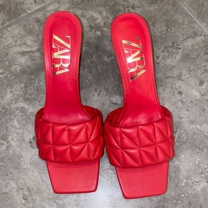 Zara hot pinkish orange slide heels